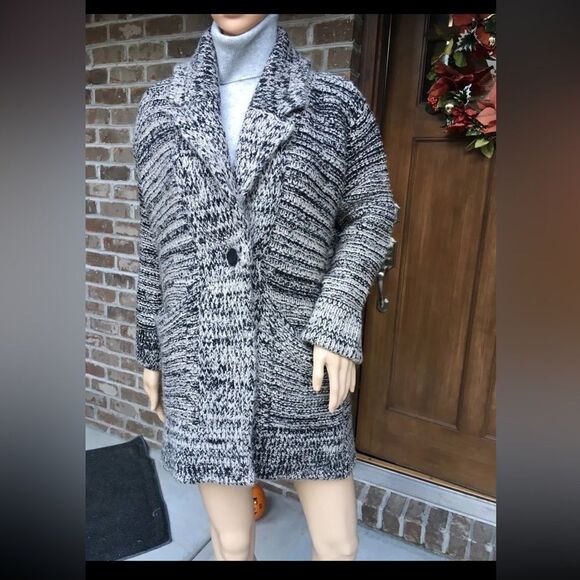 ZARA KNITS Oversized Chunky Knit Cardigan Sweater Ecru Black 3859/131 Sz Small - Picture 5 of 14